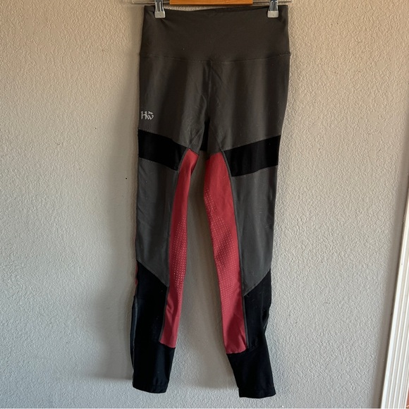 HORSEWARE FASHION RIDING TIGHTS SILICON Charcoal/Redwood XS - Picture 2 of 4